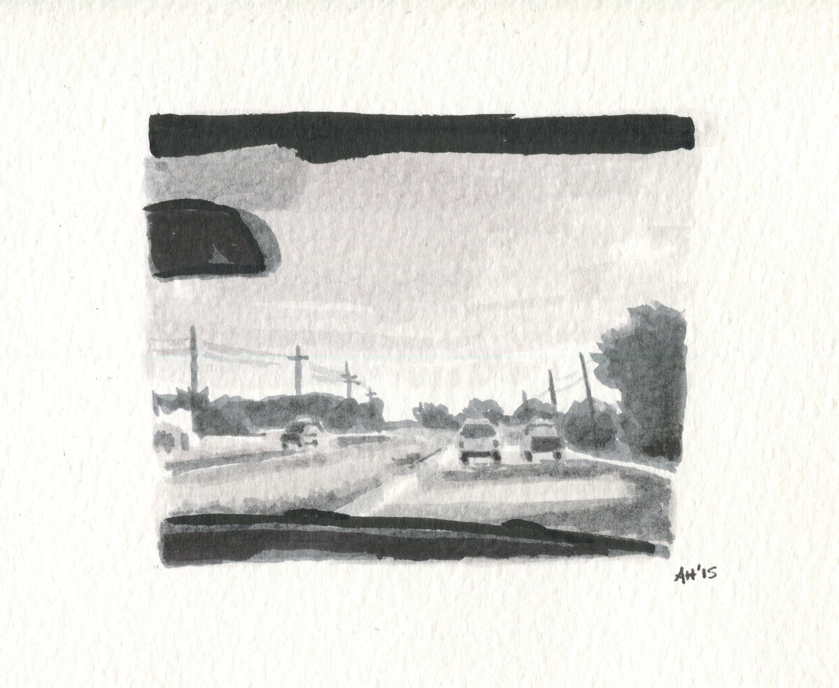 a sketch of a busy road by alleanna harris