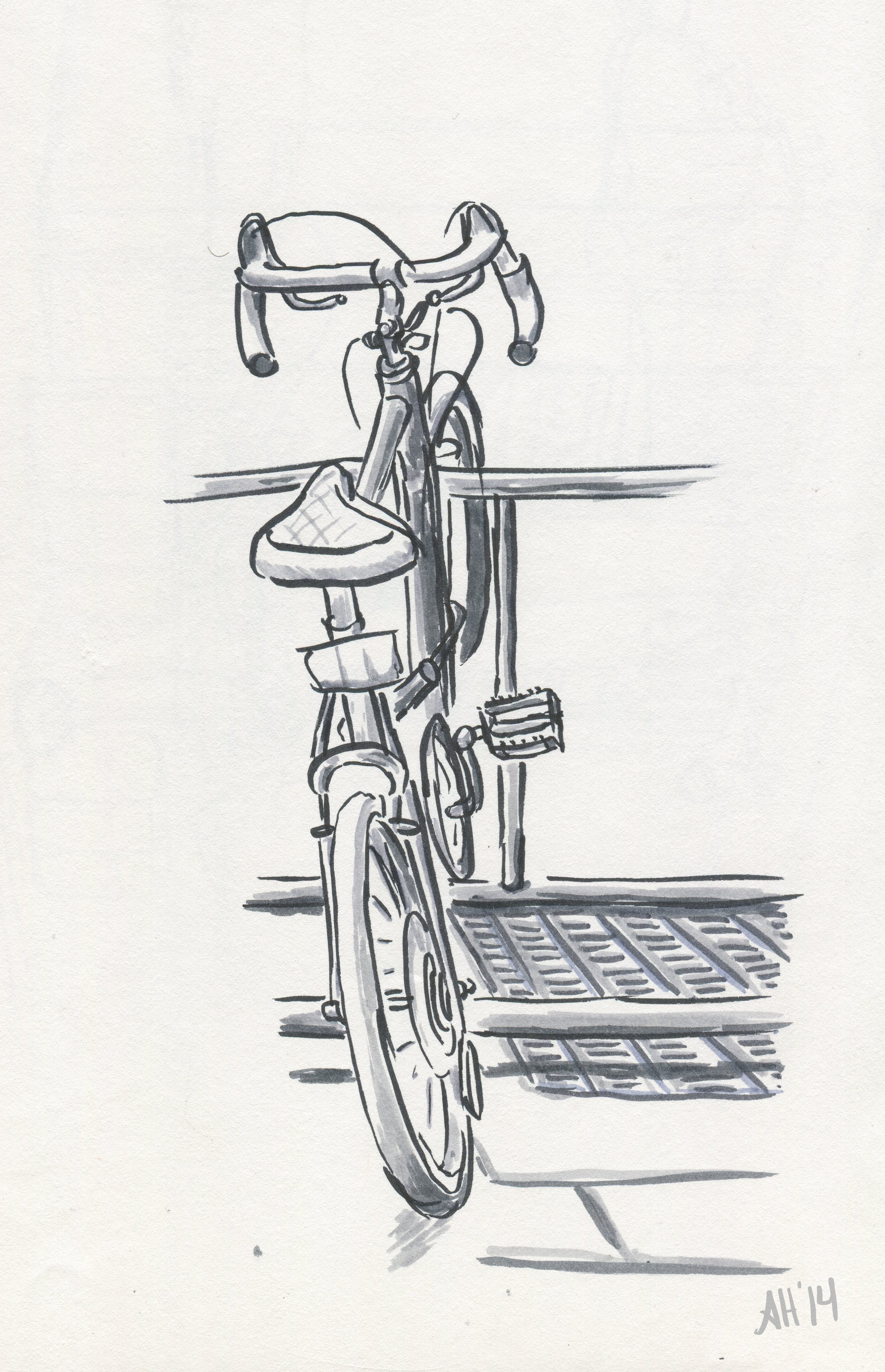 bike on broad street sketch by alleanna harris