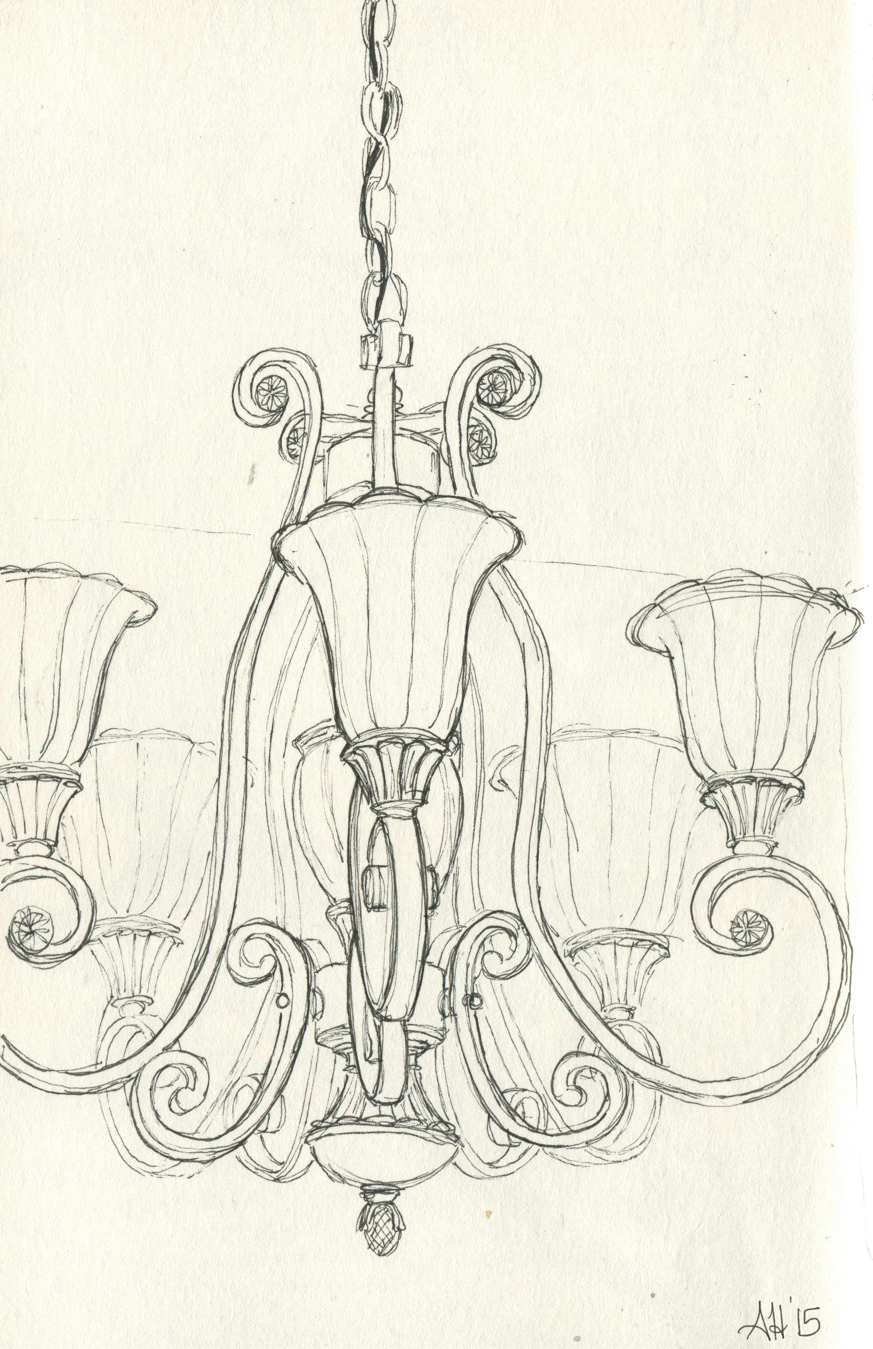 a chandelier sketched by alleanna harris