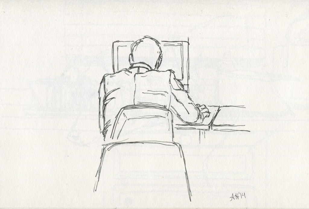 Student sitting at the computer by Alleanna Harris