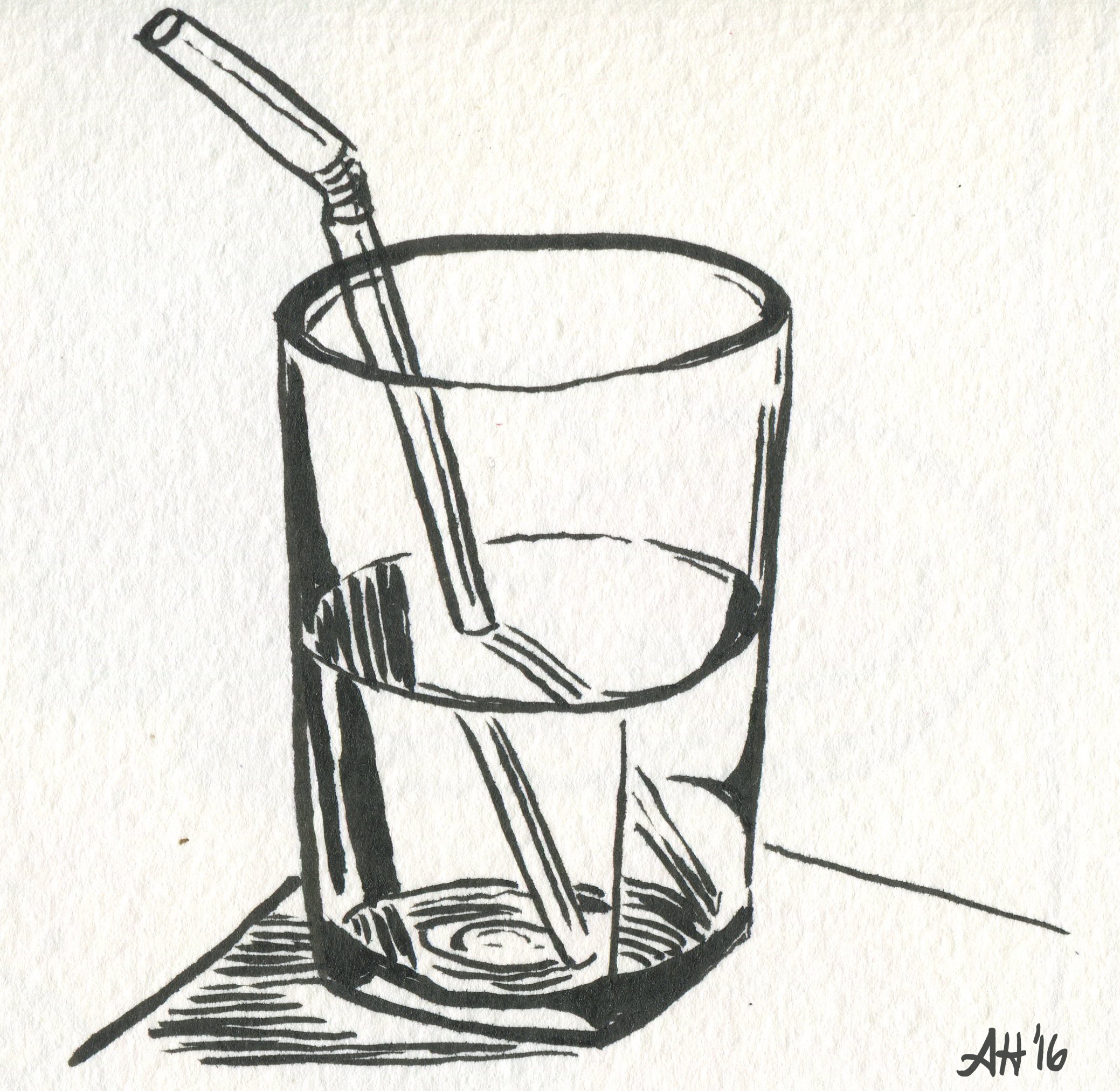 a sketch of a glass half full of water by alleanna harris
