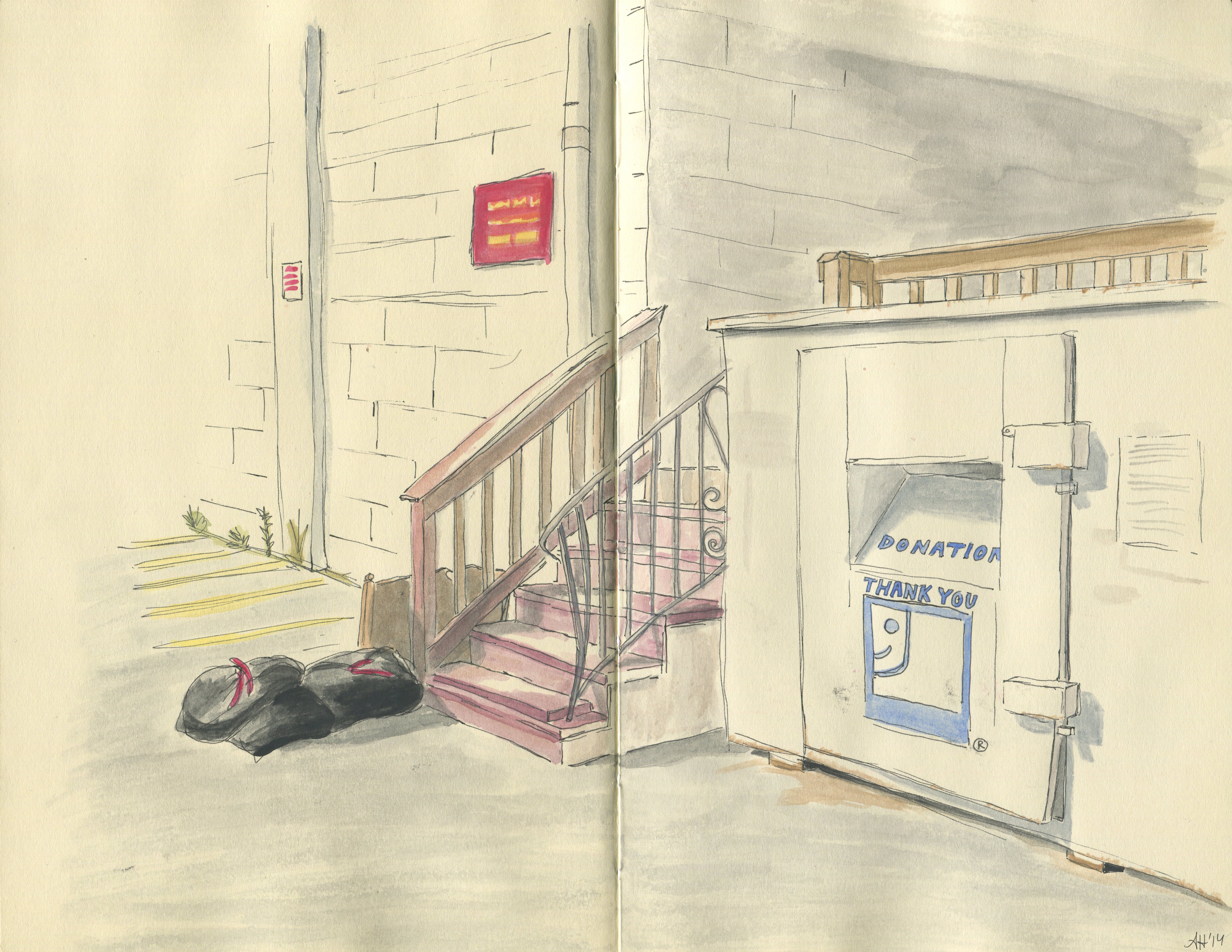 a sketch of the drop off area of the local goodwill by alleanna harris