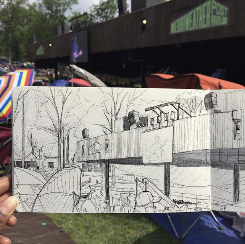 a picture of a sketch of merriweather post pavilion by alleanna harris