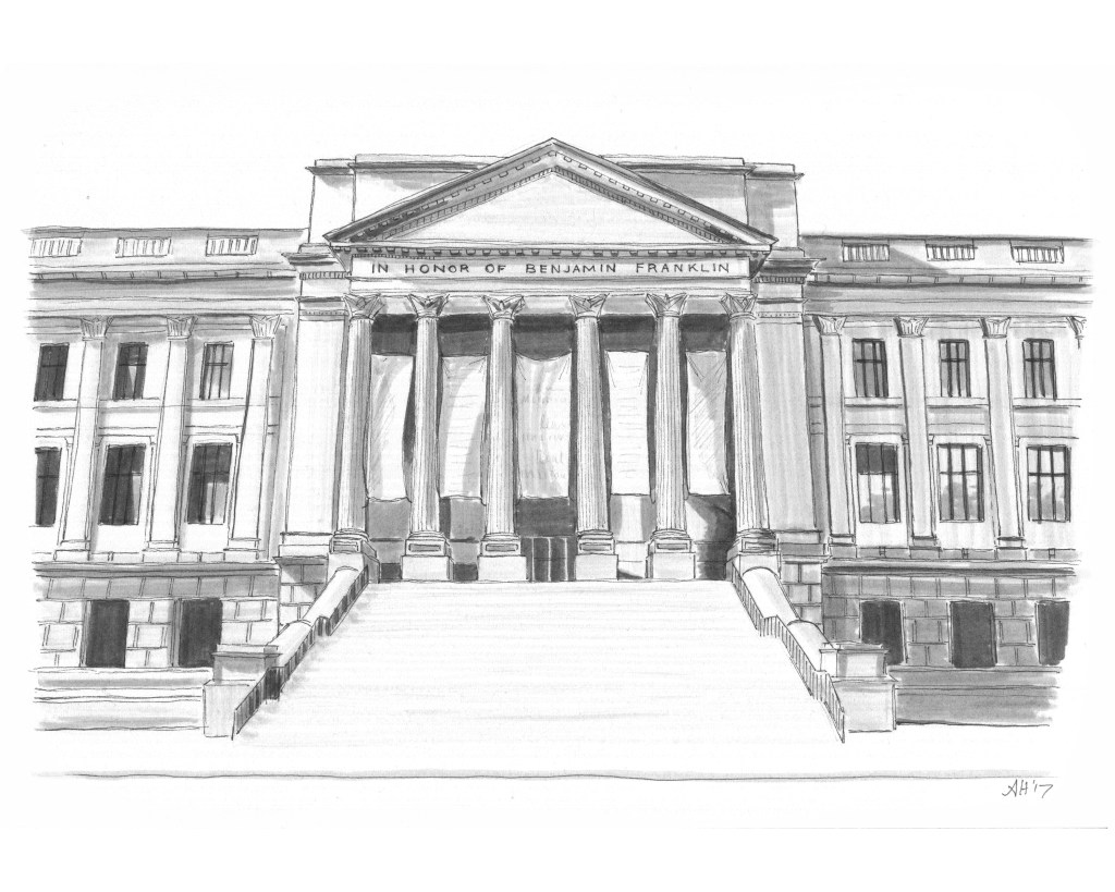 an original drawing by alleanna harris of the franklin institute in philadelphia